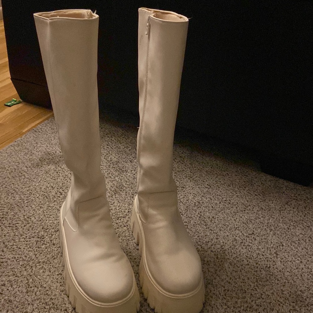 White platform boots